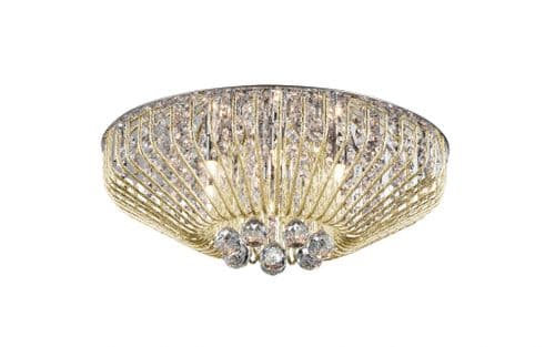 Impex Lighting Carlo 6 Light Flush In Gold And Crystal 52cm JNQCFH508052/06/PL/G
