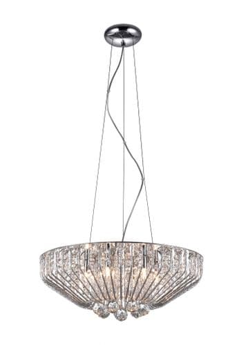 Impex Lighting Carlo 6 Light Hanging Pendant In Chrome And Crystal 52cm JNQCFH508052/06/CH