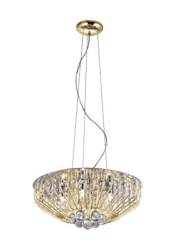 Impex Lighting Carlo 6 Light Hanging Pendant In Gold & Crystal 52cm JNQCFH508052/06/G