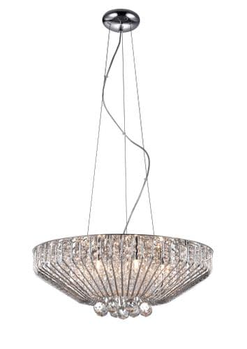 Impex Lighting Carlo 7 Light Hanging Pendant In Chrome And Crystal 59cm JNQCFH508052/07/CH