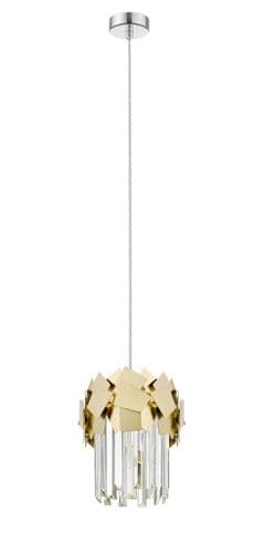 Impex lighting Celine 1 Light Pendant Crystal Laser Cut in Gold JNQCF1929/01/G