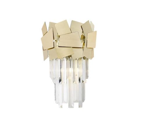 Impex lighting Celine 2 Light Wall Bracket Crystal Laser Cut in Gold JNQCFH1929/02/WB/G