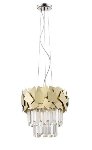 Impex lighting Celine 4 Light Hanging Pendant Crystal Laser Cut in Gold JNQCF1929/04/G
