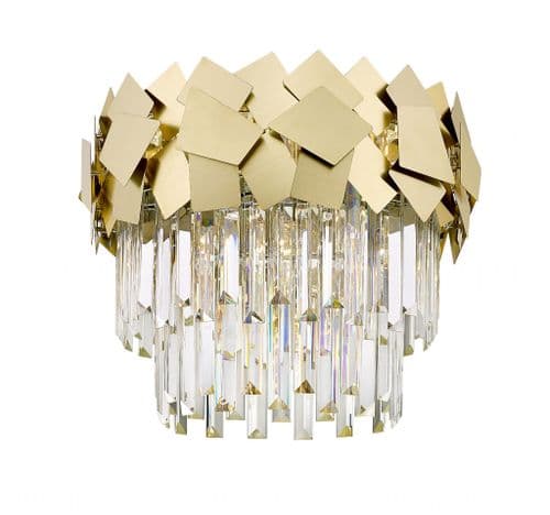 Impex lighting Celine 5 Light Flush Fitting Crystal Laser Cut in Gold JNQCF1929/05/SF/G