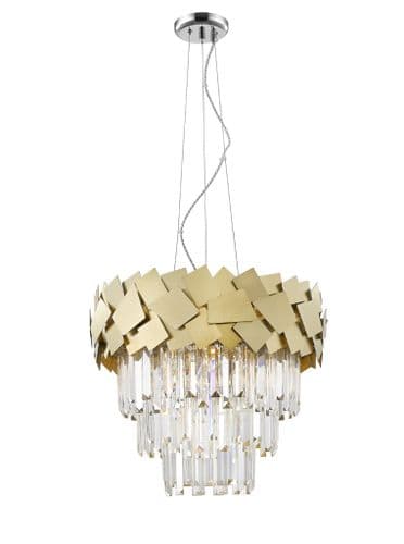 Impex Lighting Celine 6 Light Hanging Pendant Crystal Laser Cut in Gold JNQCF1929/06/G