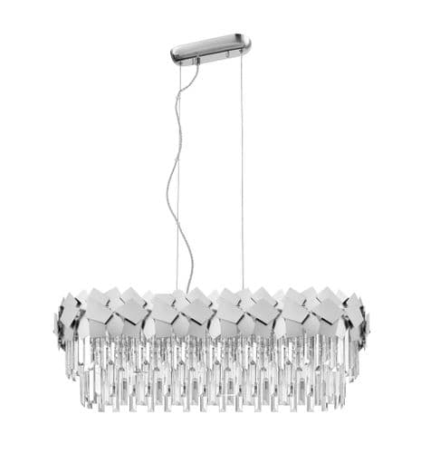 Impex Lighting Celine 6 Light Oblong Bar Crystal Laser Cut in Chrome 87cm Long JNQCF1929/06/OBL/CH