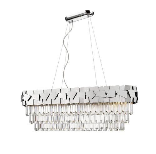 Impex Lighting Celine 9 Light Oblong Bar Pendant Crystal Laser Cut in Chrome 141cm Long