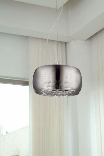 Impex lighting Deni 3 Light Hanging 28cm Pendant Crystal and Smoked Chrome Glass JNQCFH606091/03A/CH