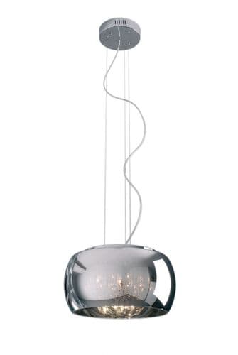Impex lighting Deni 5 Light 40cm Pendant Crystal and Smoked Chrome Glass JNQCFH606091/05A/CH