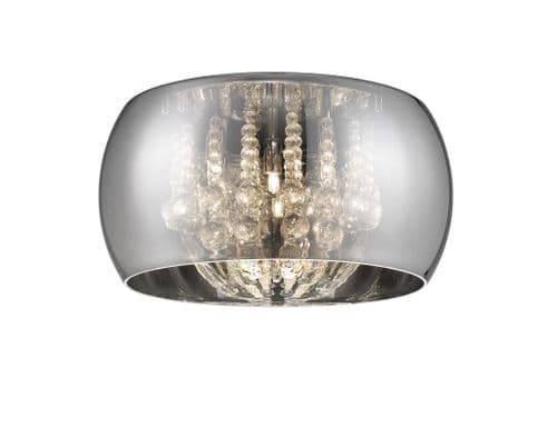 Impex lighting Deni 6 Light Flush 45cm Crystal and Smoked Chrome Glass JNQCFH606091/06A/PL/CH