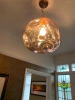 Impex lighting Nina 1 Light Large  Glass Copper Pendant 35cm Wide JNQPG1808/01/L/CU