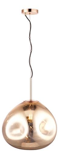 Impex lighting Nina 1 Light Large Pendant in Gold Glass 35cm Wide JNQPG1808/01/L/G