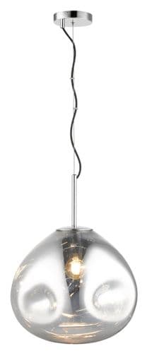 Impex lighting Nina 1 Light Large Pendant in Smoked Glass 35cm Wide JNQPG1808/01/L/CH