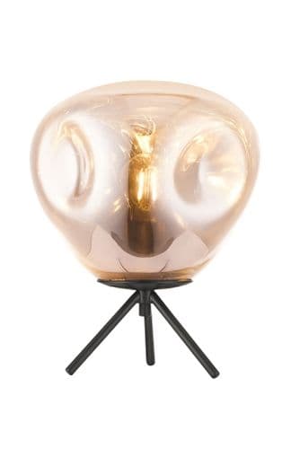 Impex lighting Nina 1 Light Table Gold Glass with Black Stand JNQPG1808/01/TL/G/BLK