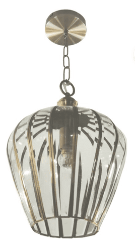 Impex lighting Porto 1 Light Lantern Antique Brass Pendant Clear Glass LG2111/01/AB