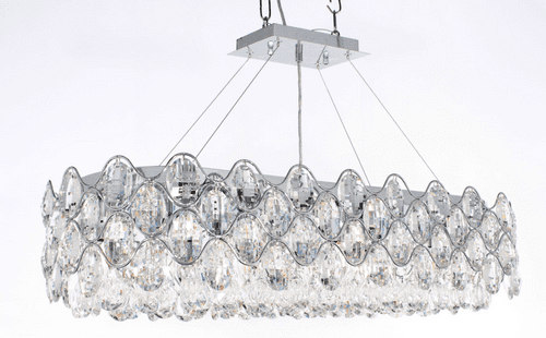 Impex lighting Raina 10 Light Oblong Bar Pendant Chrome 84cm Long JNQCF412181/10/OBL/CH