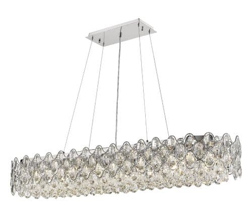 Impex lighting Raina 16 Light Oblong Bar Pendant Chrome 140cm Long JNQCF412181/16/CH