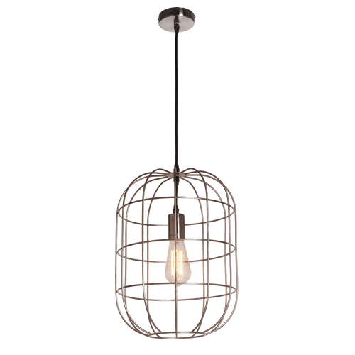 Industrail Scandi Iron Work Satin Nickel Ceiling Pendant