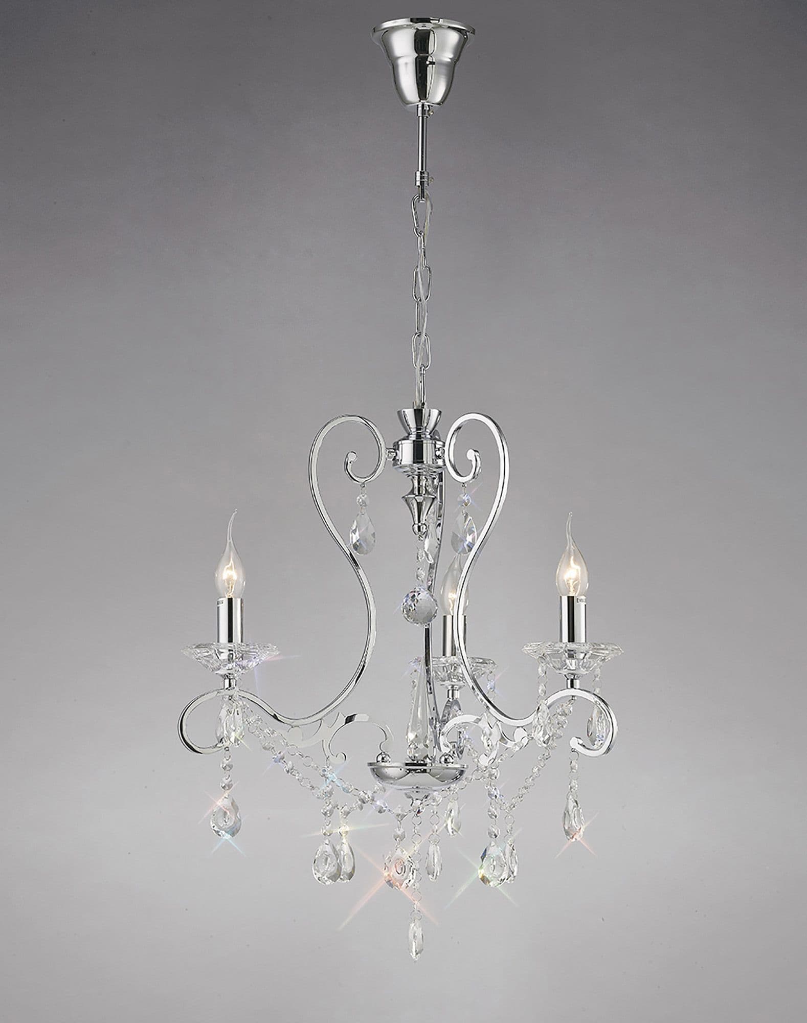 Jude Pendant 3 Light E14 Polished Chrome/Crystal