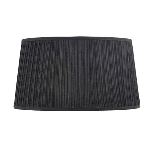 Kemp 17 inch pleated, tapered shade in a black organza effect fabric.