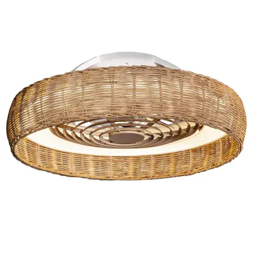 Kilimanjaro LED Dimmable Ceiling Light DC Reversible Fan c/w Remote Control Rattan