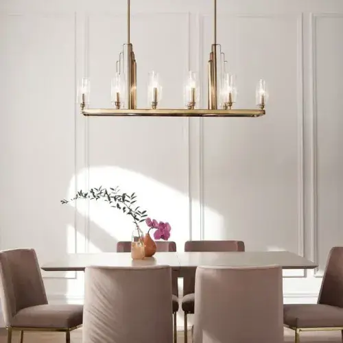 Kimrose 10 Light Linear Chandelier - Brushed Natural Brass QN-KIMROSE10-BNB