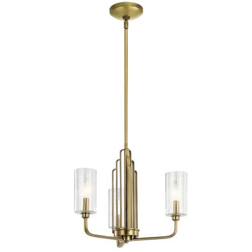 Kimrose 3 Light Chandelier - Brushed Natural Brass QN-KIMROSE3-BNB