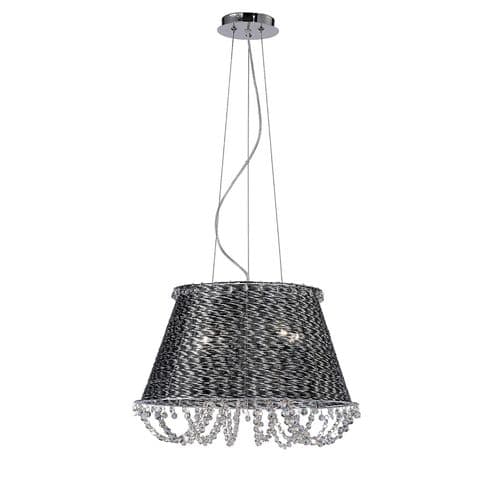 Lanzo 49cm Pendant 4 Light E14 Black Chrome/Crystal
