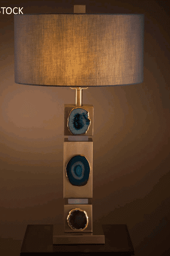 Large Agate & Brass Table Lamp