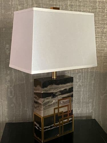 Large Black Marble and Brass Table Lamp