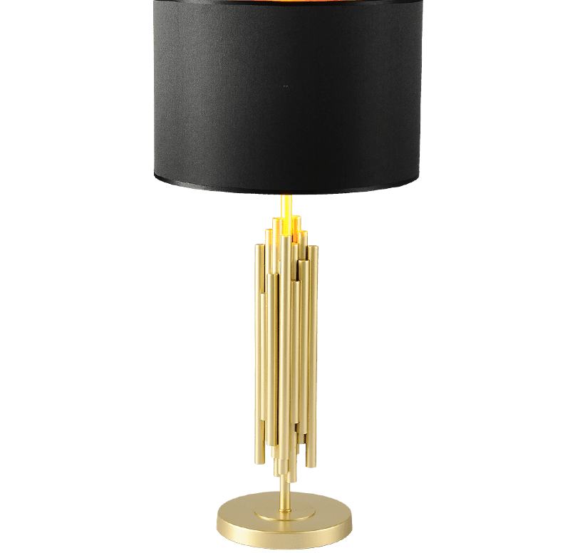 Large Modern Tubular Brass Table Lamp
