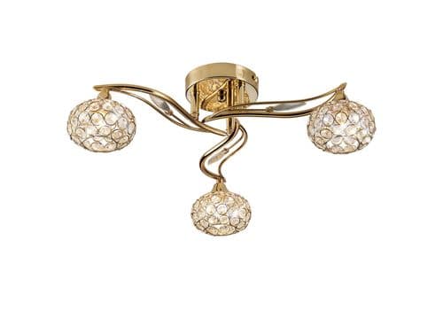Leimo 48cm Ceiling 3 Light G9 French Gold/Crystal