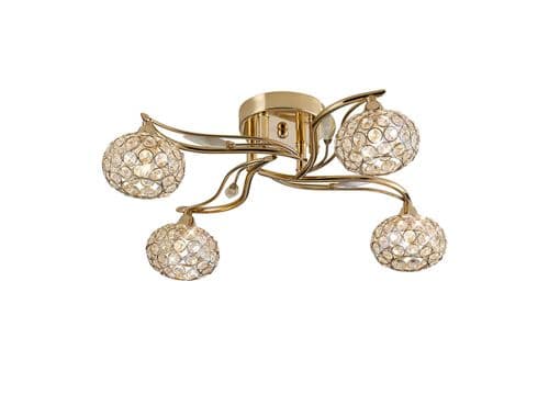 Leimo 52cm Ceiling 4 Light G9 French Gold/Crystal