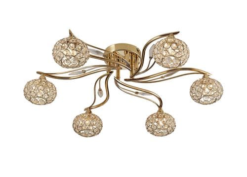 Leimo 59cm Ceiling 6 Light G9 French Gold/Crystal