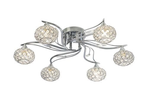 Leimo 59cm Ceiling 6 Light G9 Polished Chrome/Crystal