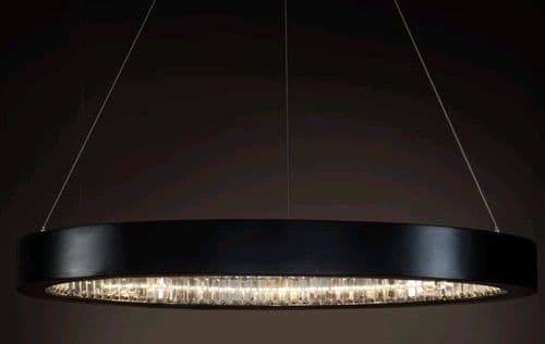 Lifestyle Black Wood Finish Integrated LED K9 Crystal Ring Pendant