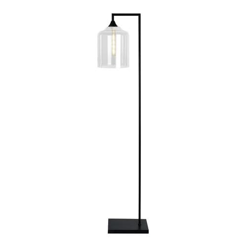 Floor Lamp 1 Light in Matt Black Large Cylinder Hand Blown Glass