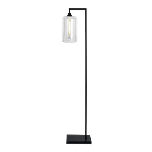 1 Light Floor Lamp in Matt Black Shape Shape 11 Hand Blown Glass