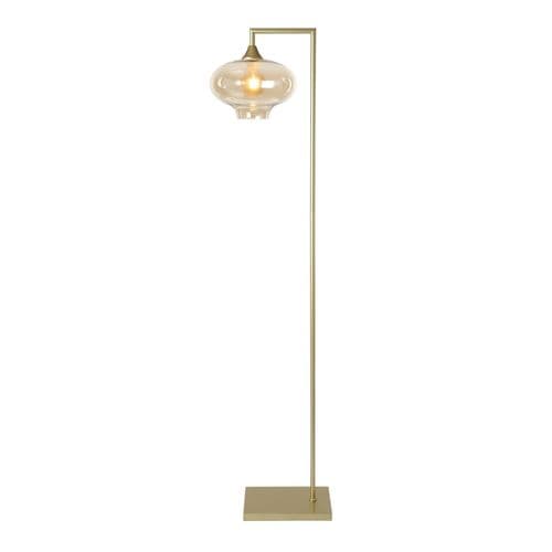 Floor Lamp 1 Light in Matt Gold 14 Hand Blown Glass