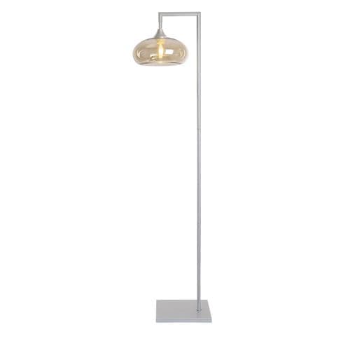 Floor Lamp 1 Light in Matt Silver 15 Hand Blown Glass