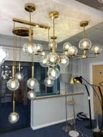 Lnox 1 Light Pendant in Brushed Brass, Clear Glass Balls