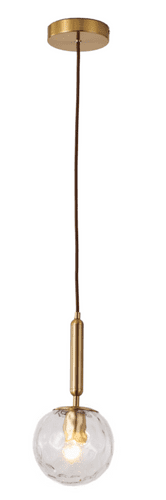 Lnox 1 Light Pendant in Brushed Brass, Clear Glass Balls