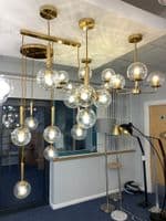 Lnox 1 Light Table Lamp in Brushed Brass, Clear Glass Balls