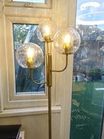 Lnox 3 Light Floor Lamp in Brushed Brass, Clear Glass Balls