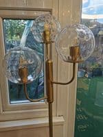 Lnox 3 Light Floor Lamp in Brushed Brass, Clear Glass Balls