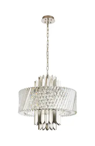 Lola 55cm Pendant, 9 x E14, Satin Nickel/Clear IL32940SN