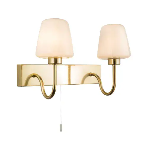 Marina IP44 Double Satin Brass Wall Light MAR02SBWL