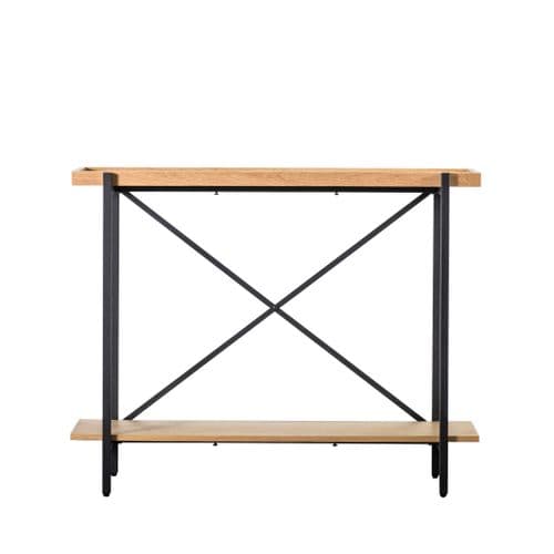 Matt black and natural oak veneer console table FOE109490