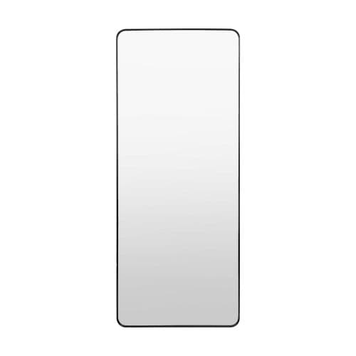 Matt black curved edge leaner mirror FOE113416