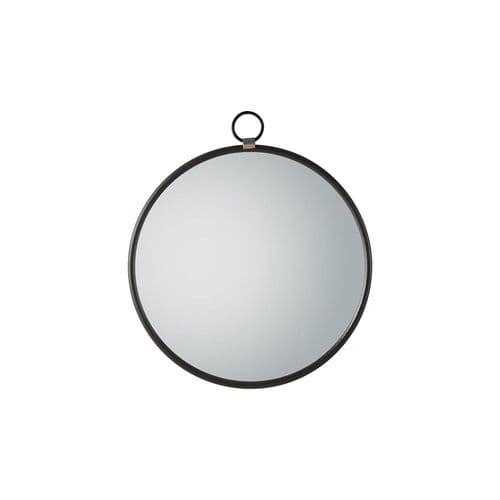 Matt black hanging loop large round mirror FOE109517
